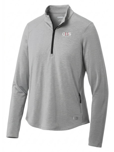 Office of Health Security (OHS) Women's Motion 1/4 Zip  Light Gray government employee uniform shirt