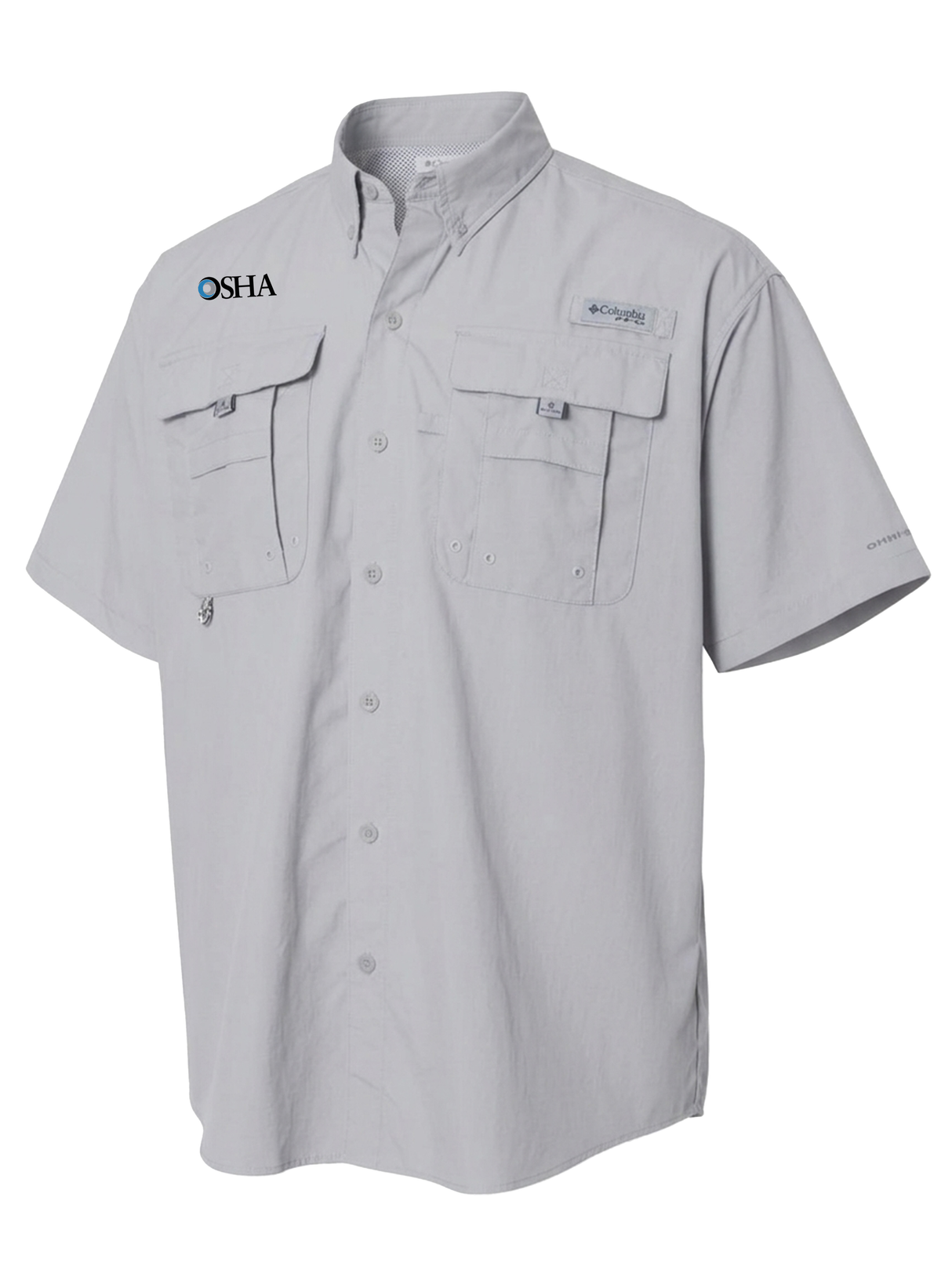 Occupational Safety and Health Administration (OSHA) Men's Columbia Bahama™ II Button Up Short Sleeve  Cool Grey government employee uniform shirt