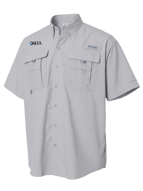 Occupational Safety and Health Administration (OSHA) Men's Columbia Bahama™ II Button Up Short Sleeve  Cool Grey government employee uniform shirt