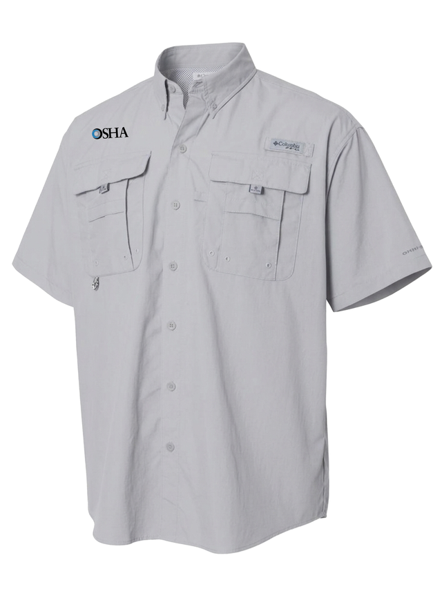 Occupational Safety and Health Administration (OSHA) Men's Columbia Bahama™ II Button Up Short Sleeve  Cool Grey government employee uniform shirt
