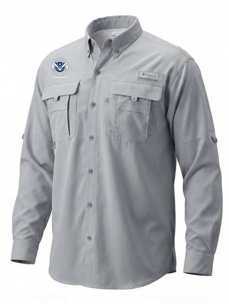 U.S. Customs and Border Patrol (USBP) Men's Columbia Bahama™ II Button Up Long-Sleeve  Cool Grey government employee uniform shirt