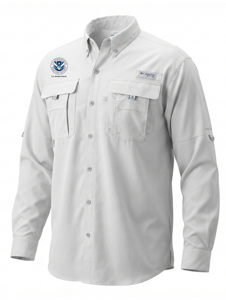 U.S. Customs and Border Patrol (USBP) Men's Columbia Bahama™ II Button Up Long-Sleeve  White government employee uniform shirt