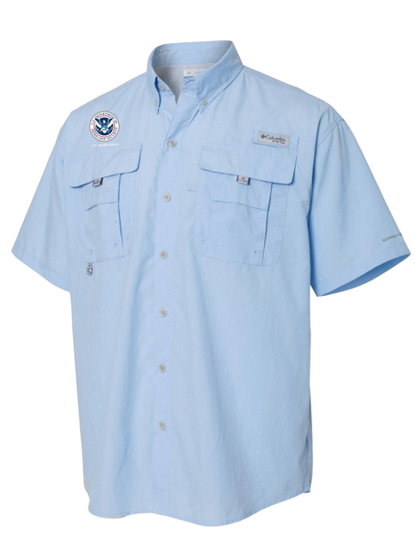 U.S. Customs and Border Patrol (USBP) Men's Columbia Bahama™ II Button Up Short Sleeve  Light Blue government employee uniform shirt