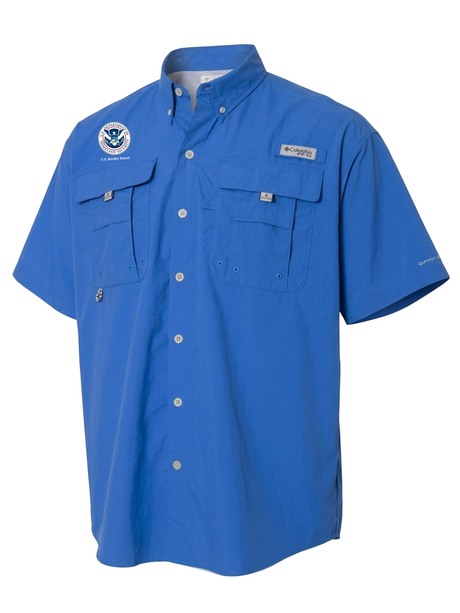 U.S. Customs and Border Patrol (USBP) Men's Columbia Bahama™ II Button Up Short Sleeve  Royal Blue government employee uniform shirt
