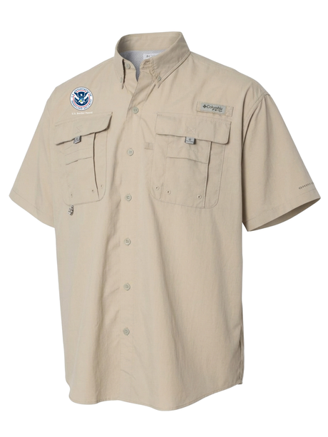 U.S. Customs and Border Patrol (USBP) Men's Columbia Bahama™ II Button Up Short Sleeve  Sand government employee uniform shirt