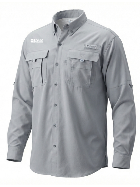 U.S. Geological Survey (USGS) Men's Columbia Bahama™ II Button Up Long-Sleeve  Cool Grey government employee uniform shirt