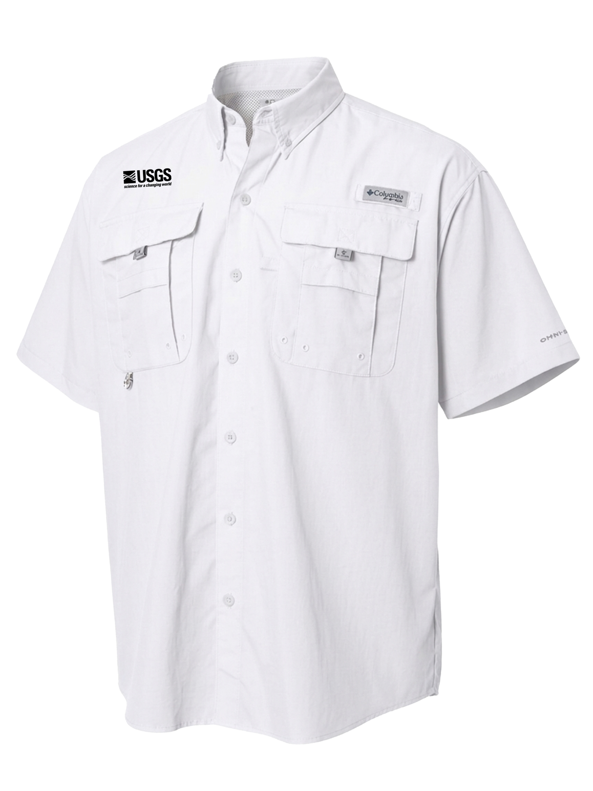 U.S. Geological Survey (USGS) Men's Columbia Bahama™ II Button Up Short Sleeve  White government employee uniform shirt
