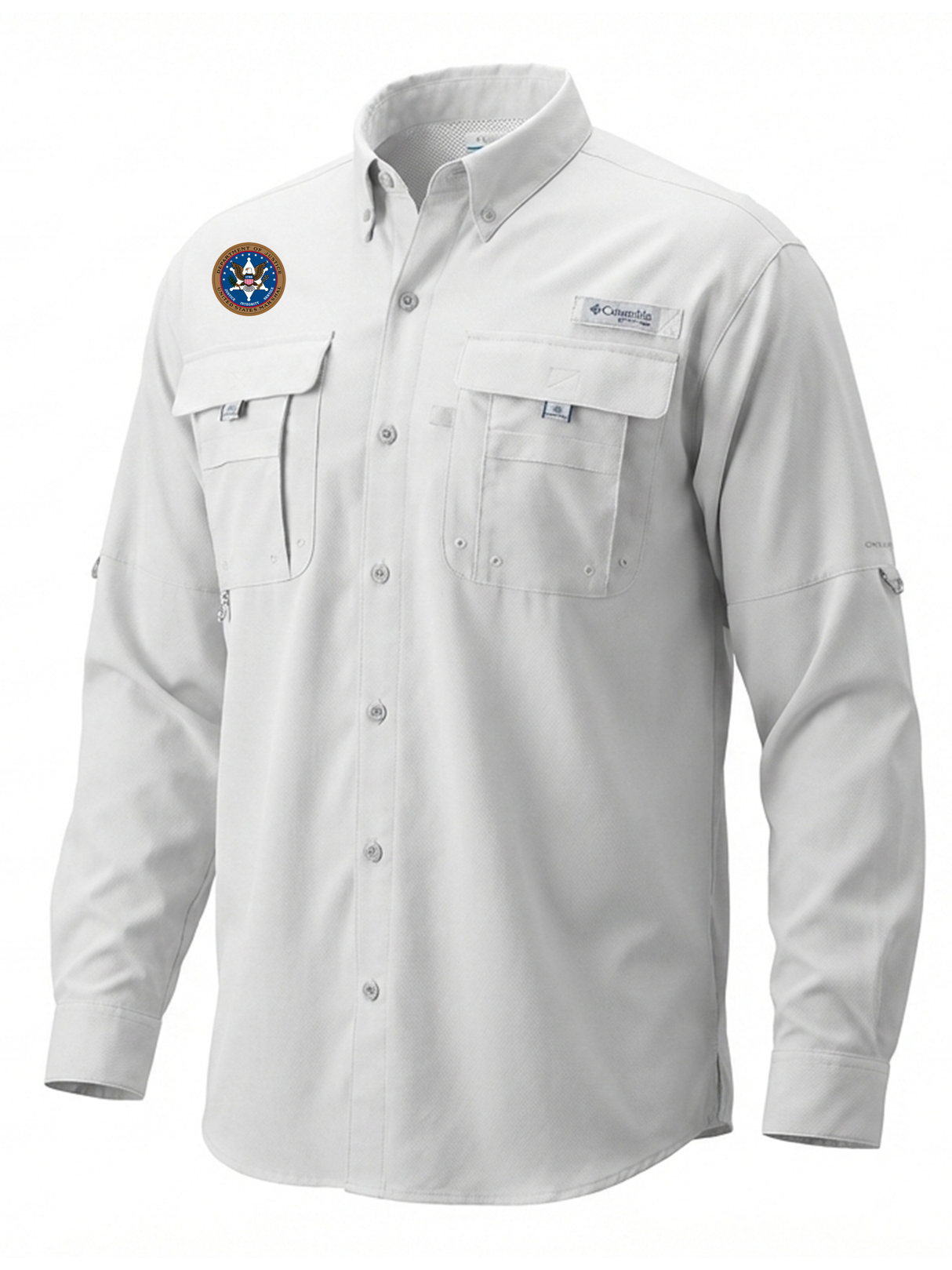 U.S. Marshals Service (USMS) Men's Columbia Bahama™ II Button Up Long-Sleeve  White government employee uniform shirt