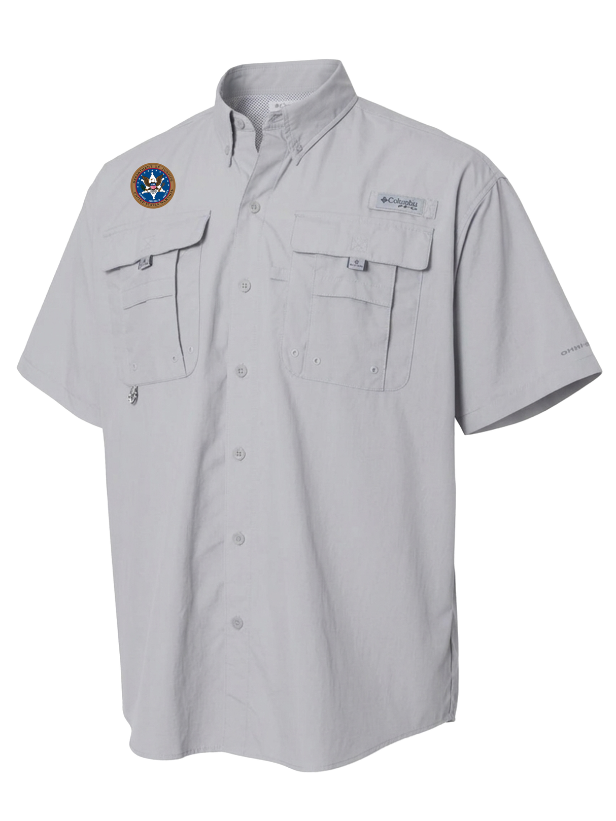 U.S. Marshals Service (USMS) Men's Columbia Bahama™ II Button Up Short Sleeve  Cool Grey government employee uniform shirt