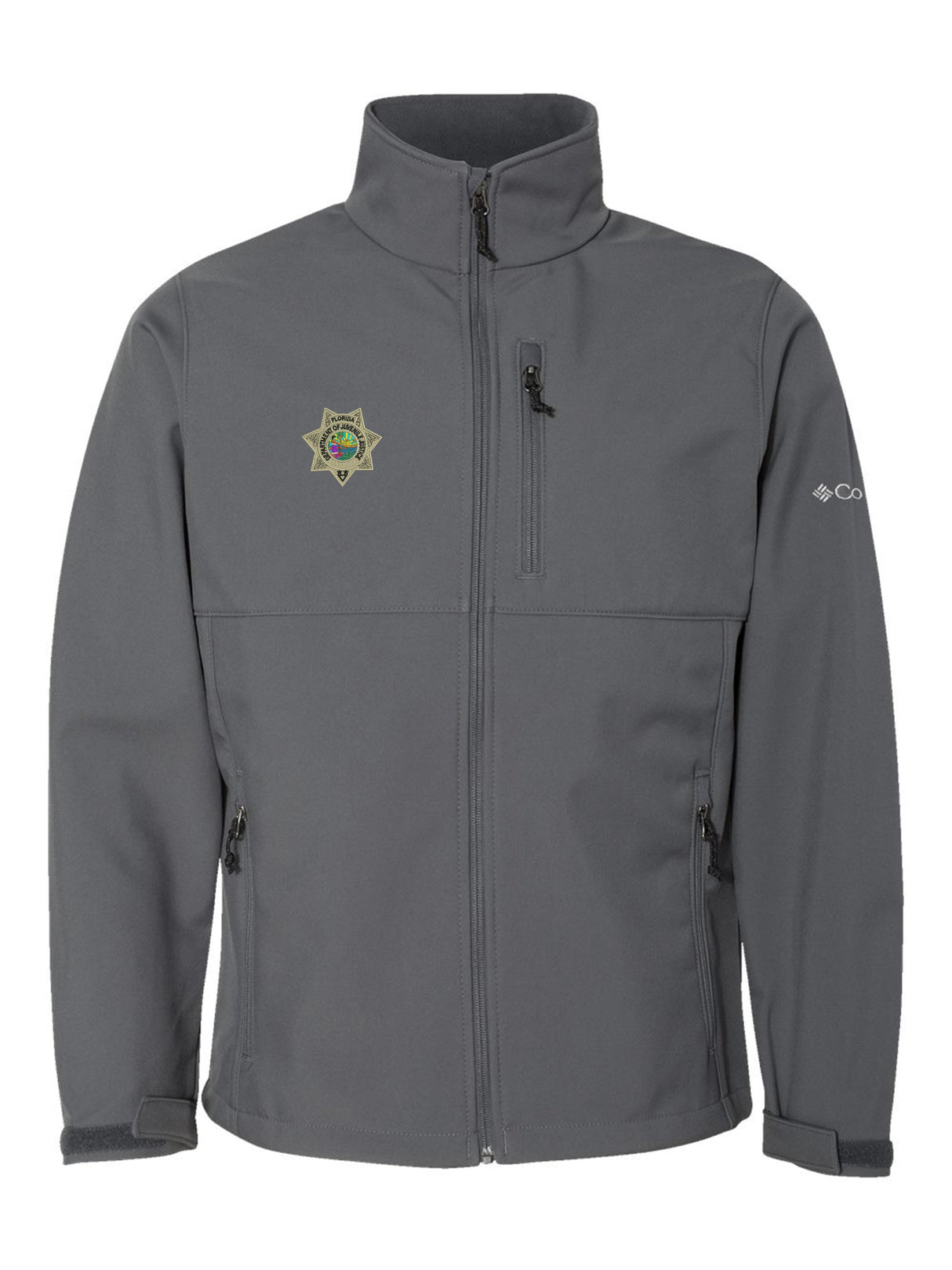Florida Department of Juvenile Justice (DJJ) Men's Ascender Soft Shell Full-Zip Jacket Dark Gray government employee uniform shirt
