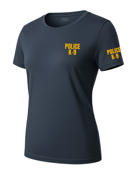 Navy Blue Police K-9 Women's Shirt - Short Sleeve (Golden Yellow)
