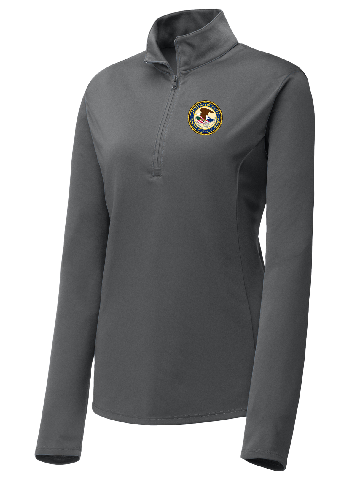 Federal Bureau of Prisons (BOP) Women's Lightweight Dri Fit 1/4 Zip  Slate Gray government employee uniform shirt