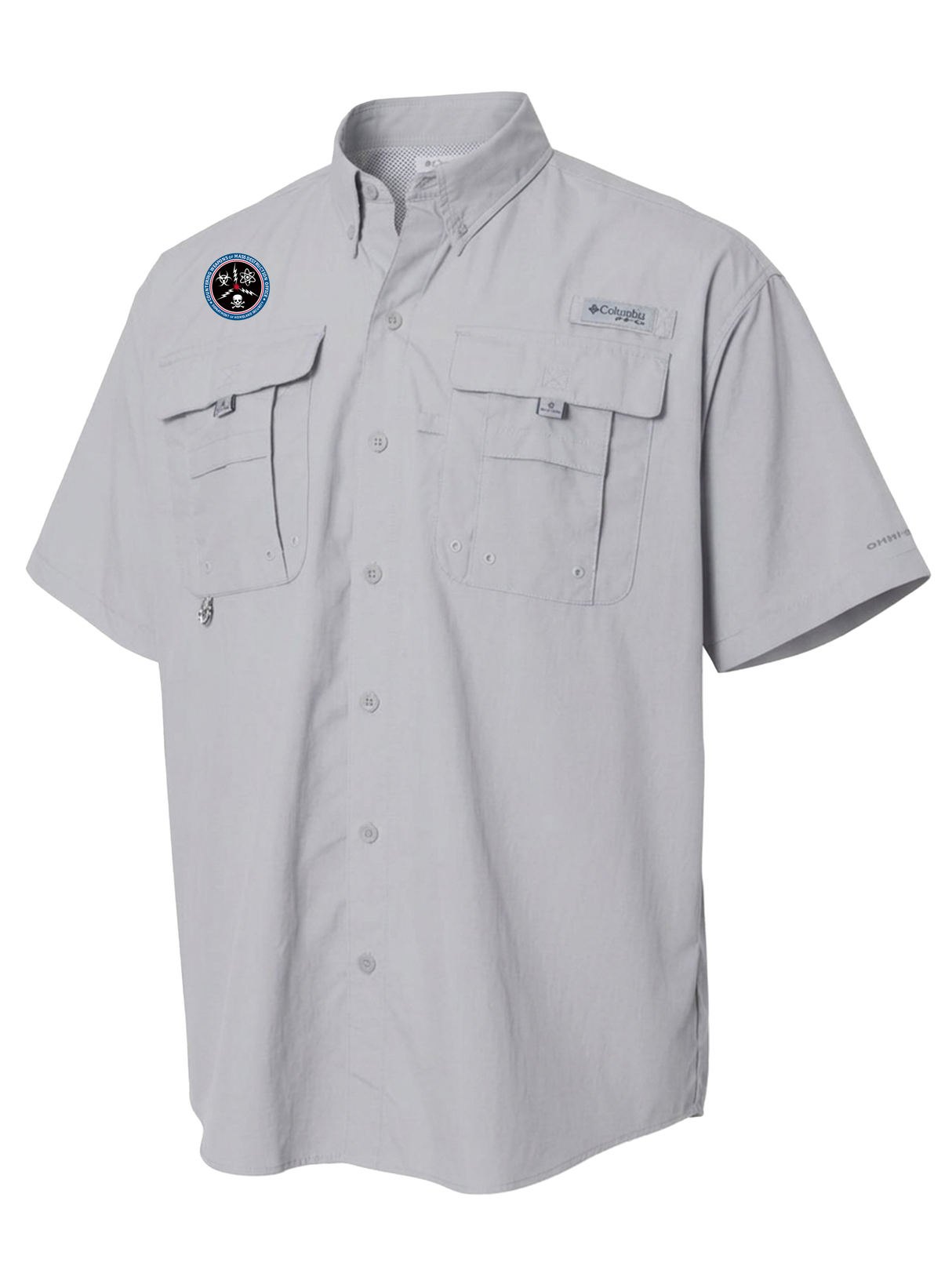 Countering Weapons of Mass Destruction Office (CWMD) Men's Columbia Bahama™ II Button Up Short Sleeve  Cool Grey government employee uniform shirt