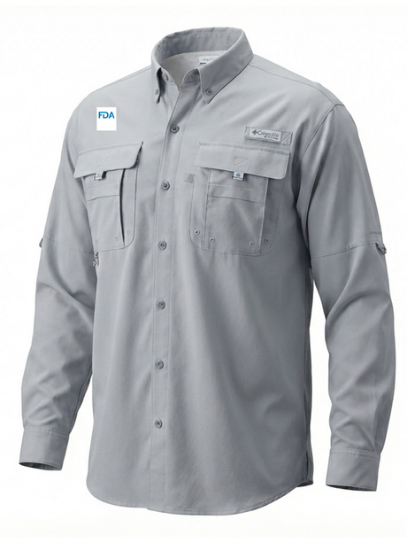 Food and Drug Administration (FDA) Men's Columbia Bahama™ II Button Up Long-Sleeve  Cool Grey government employee uniform shirt