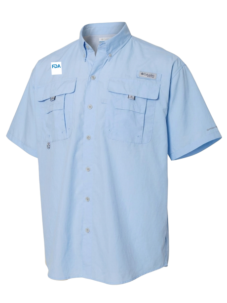 Food and Drug Administration (FDA) Men's Columbia Bahama™ II Button Up Short Sleeve  Light Blue government employee uniform shirt