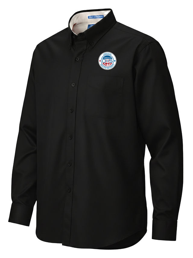 Office of Health Security (OHS) Men's Button Up  Black government employee uniform shirt