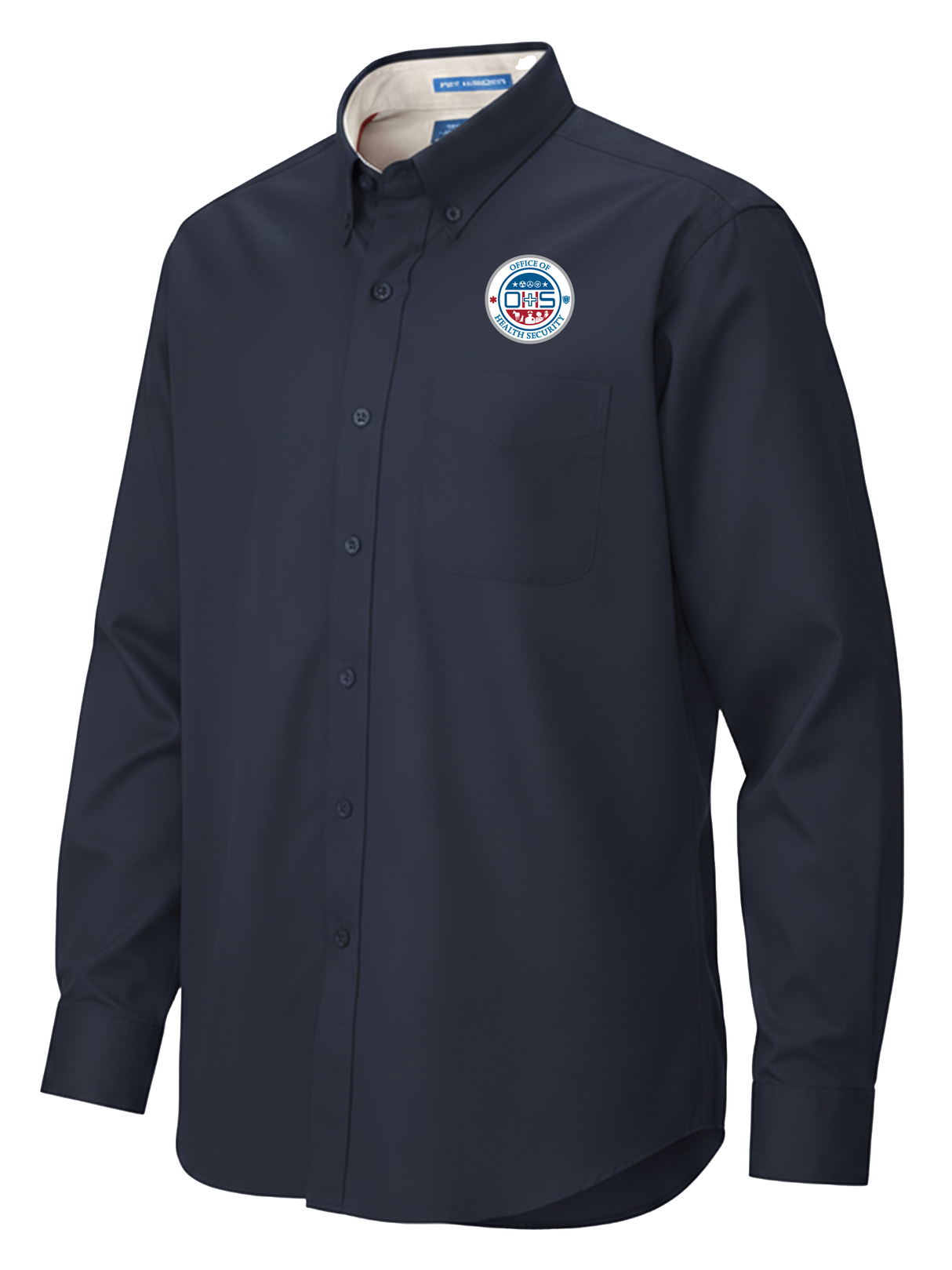 Office of Health Security (OHS) Men's Button Up  Navy Blue government employee uniform shirt