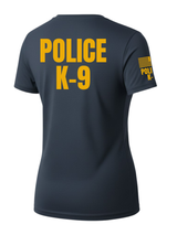 Navy Blue Police K-9 Women's Shirt - Short Sleeve (Golden Yellow)