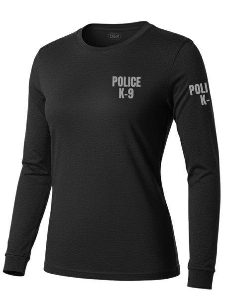 Black Police K-9 Women's Shirt - Long Sleeve (Gray)