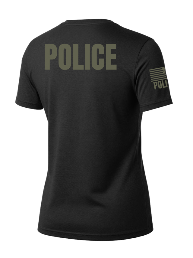 Black Police Women's Shirt - Short Sleeve (Green)