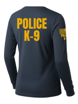 Navy Blue Police K-9 Women's Shirt - Long Sleeve (Golden Yellow)
