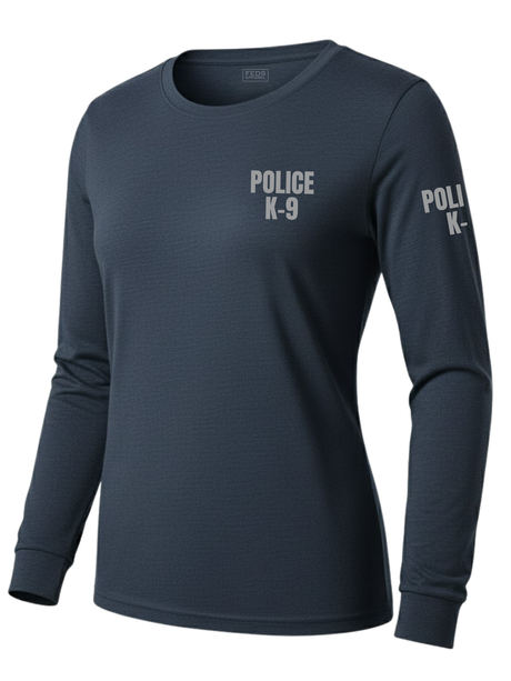 Navy Blue Police K-9 Women's Shirt - Long Sleeve (Gray)