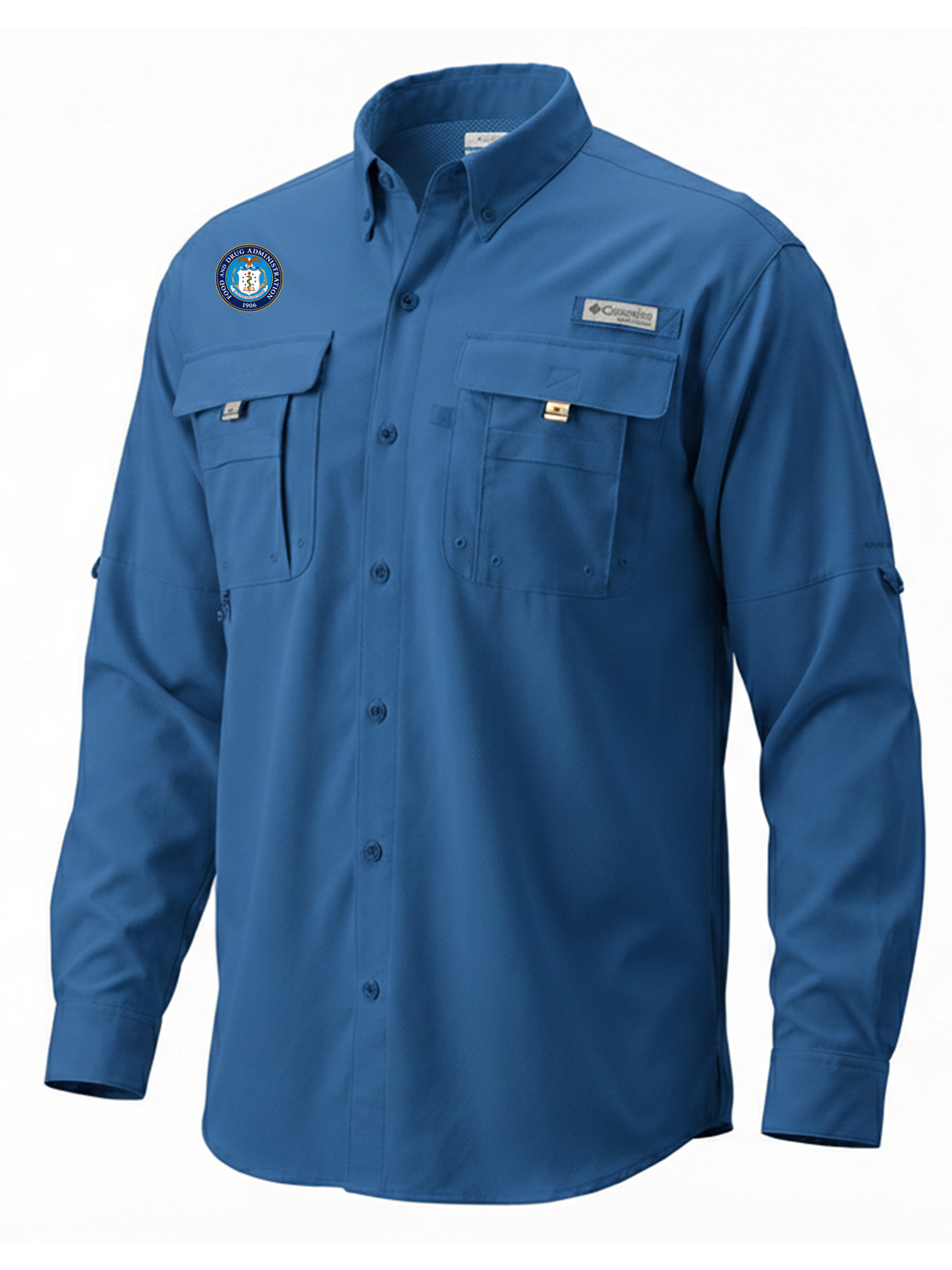 Food and Drug Administration (FDA) Men's Columbia Bahama™ II Button Up Long-Sleeve  Royal Blue government employee uniform shirt