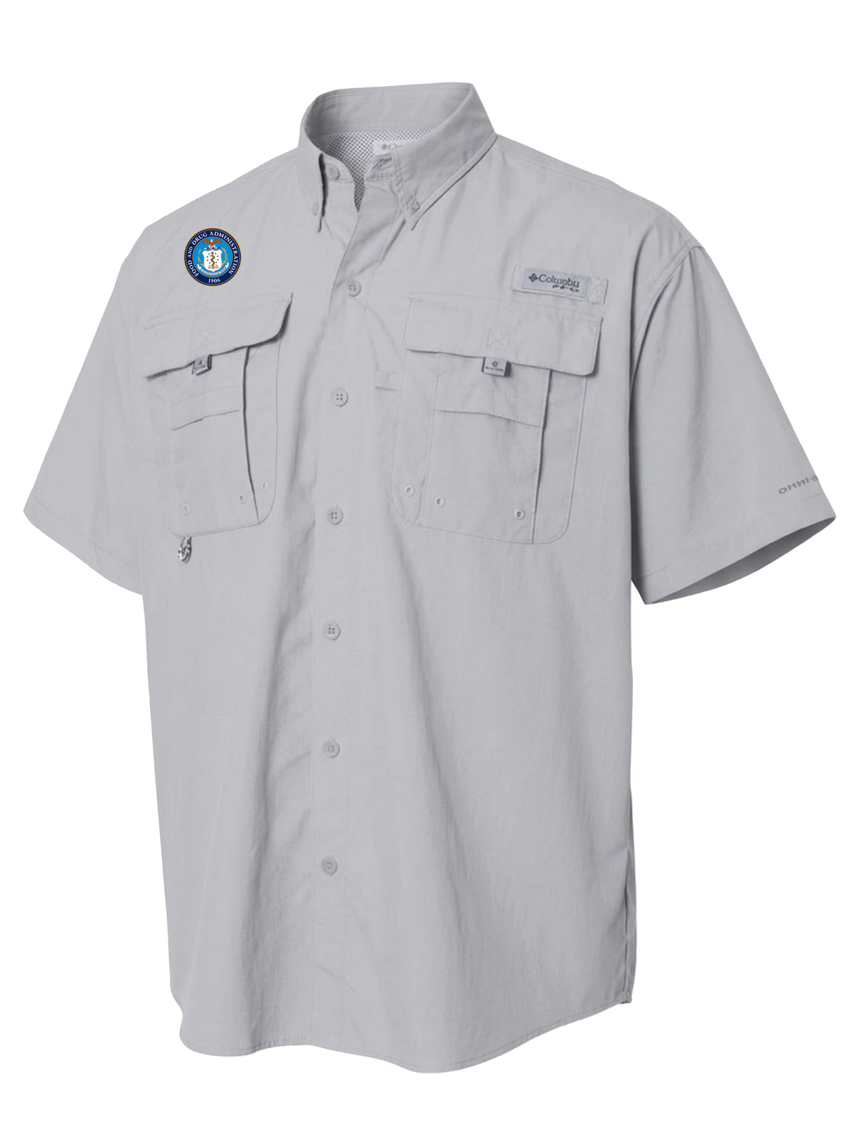Food and Drug Administration (FDA) Men's Columbia Bahama™ II Button Up Short Sleeve  Cool Grey government employee uniform shirt