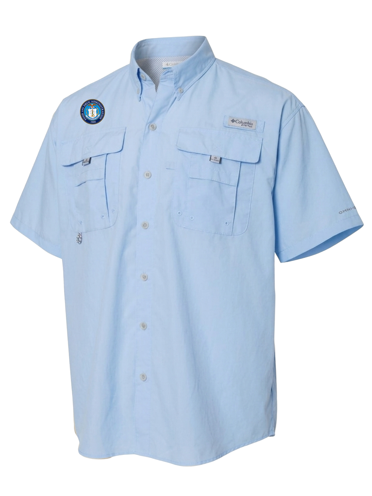 Food and Drug Administration (FDA) Men's Columbia Bahama™ II Button Up Short Sleeve  Light Blue government employee uniform shirt