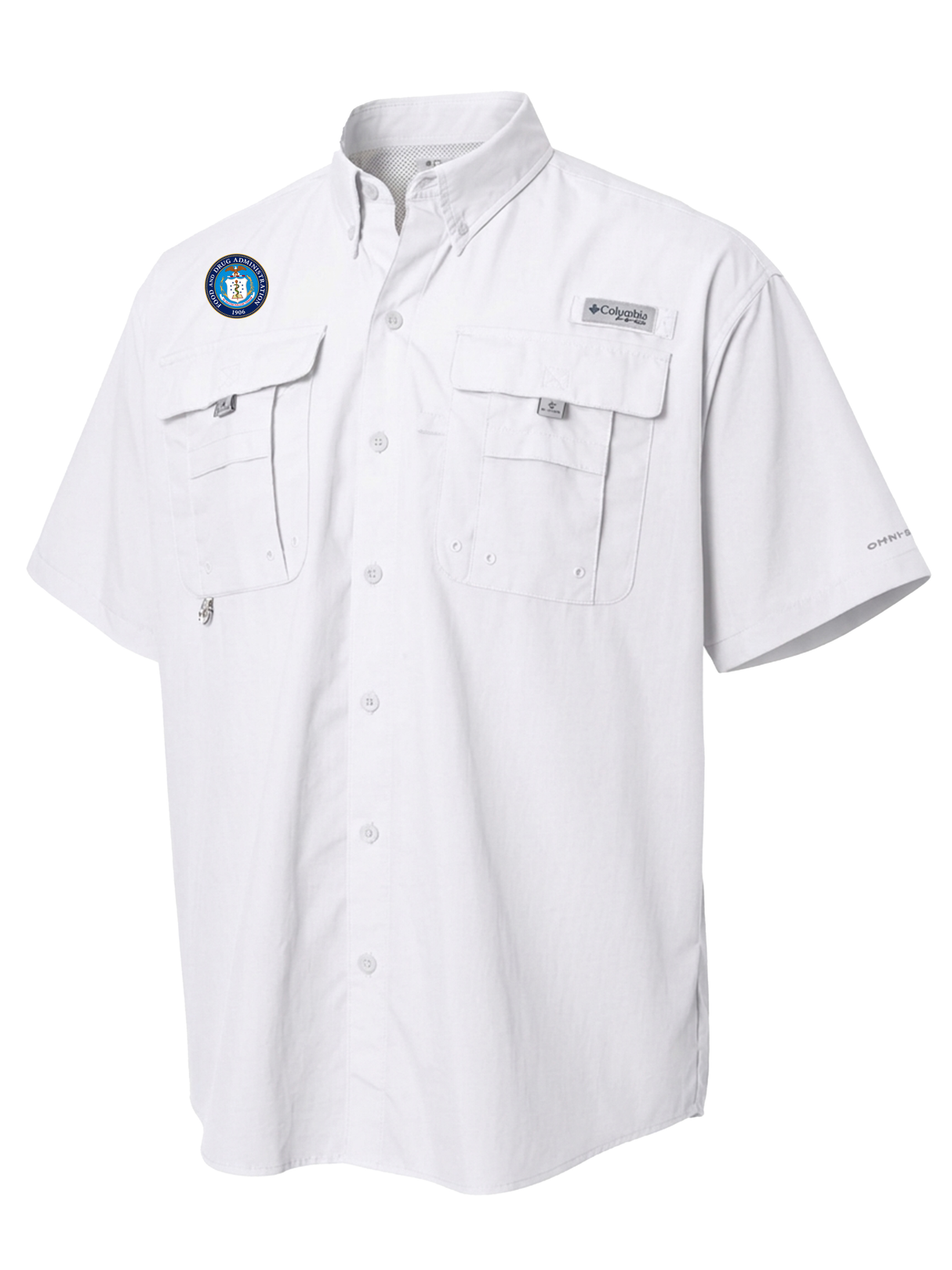 Food and Drug Administration (FDA) Men's Columbia Bahama™ II Button Up Short Sleeve  White government employee uniform shirt