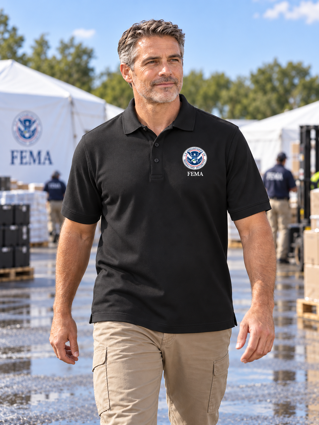 FEMA Polo - Men's Short Sleeve — Black lifestyle view