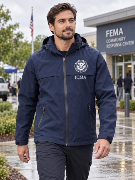 FEMA Agency Identifier Jacket - Rain Coat — Navy Blue lifestyle view