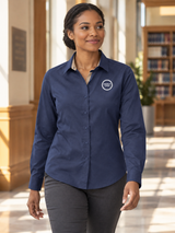 Women's Executive Agency Long Sleeve — Navy Blue lifestyle view