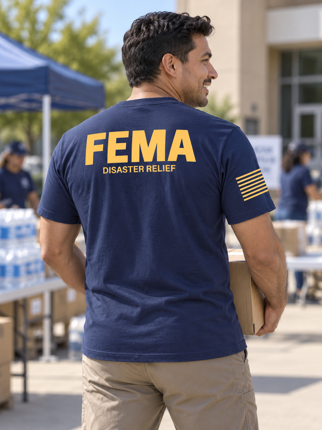 FEMA Agency Identifier T Shirt - Short Sleeve Disaster Relief — Navy Blue lifestyle view