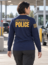 DHS POLICE Agency Identifier T Shirt - Long Sleeve — Navy Blue lifestyle view