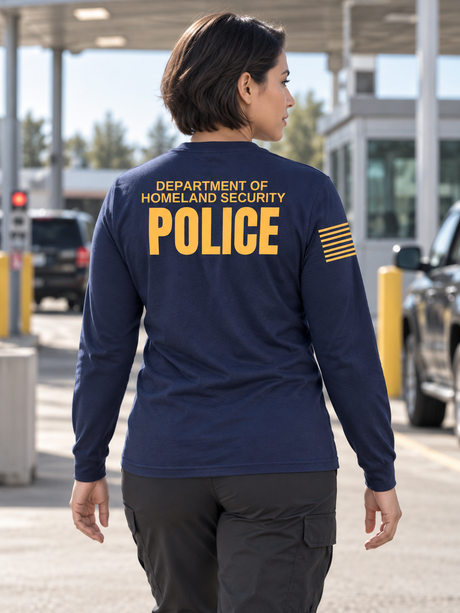 DHS POLICE Agency Identifier T Shirt - Long Sleeve — Navy Blue lifestyle view
