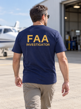 FAA Investigator Agency Identifier T Shirt - Short Sleeve — Navy Blue lifestyle view