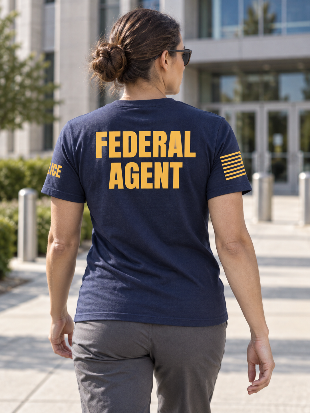 Federal Agent Identifier T Shirt - Short Sleeve — Navy Blue lifestyle view