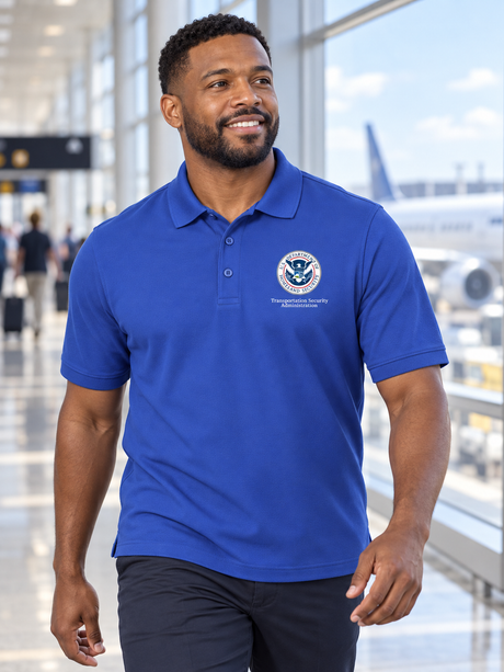 TSA Polo Shirt- Men's Short Sleeve — Royal Blue lifestyle view