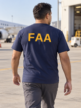 FAA Agency Identifier T Shirt - Short Sleeve — Navy Blue lifestyle view