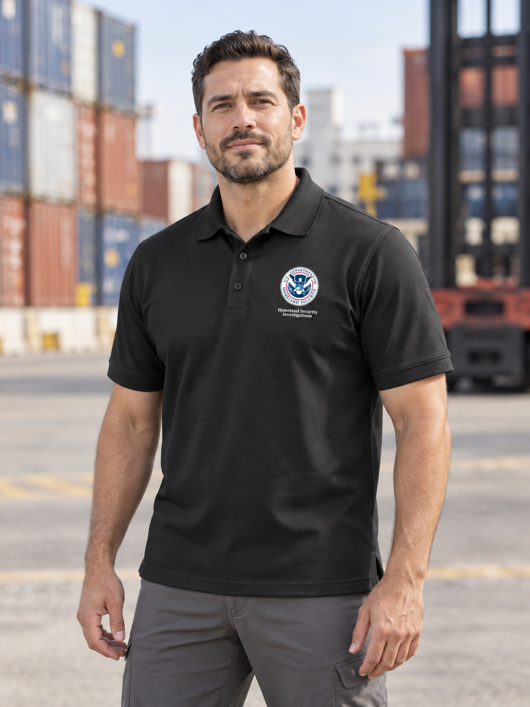 HSI Polo Shirt - Men's Short Sleeve — Black lifestyle view