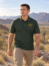 Border Patrol Polo Shirt - Men's Short Sleeve — Dark Green lifestyle view