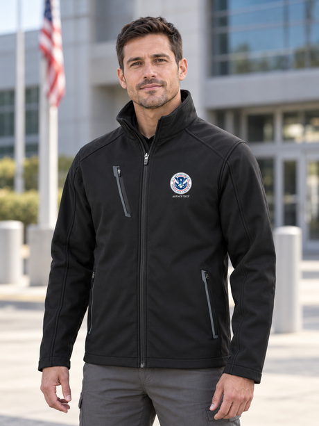 DHS Men's Tactical Soft Shell — Black lifestyle view