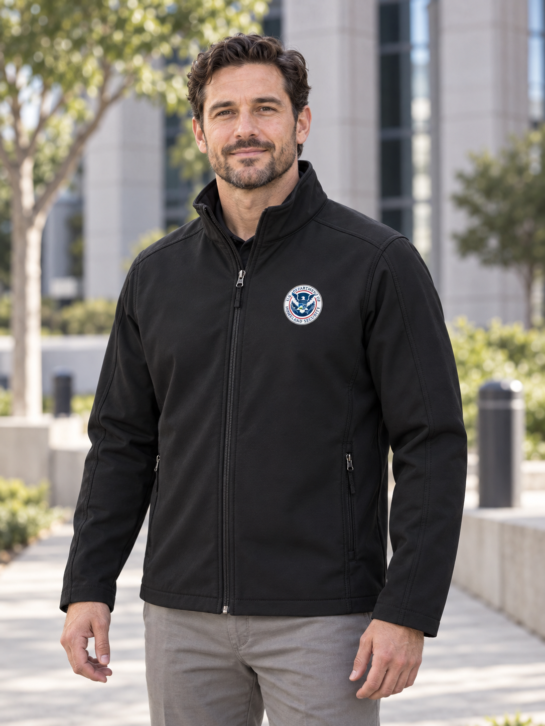 Homeland Security Men's Soft Shell — Black lifestyle view