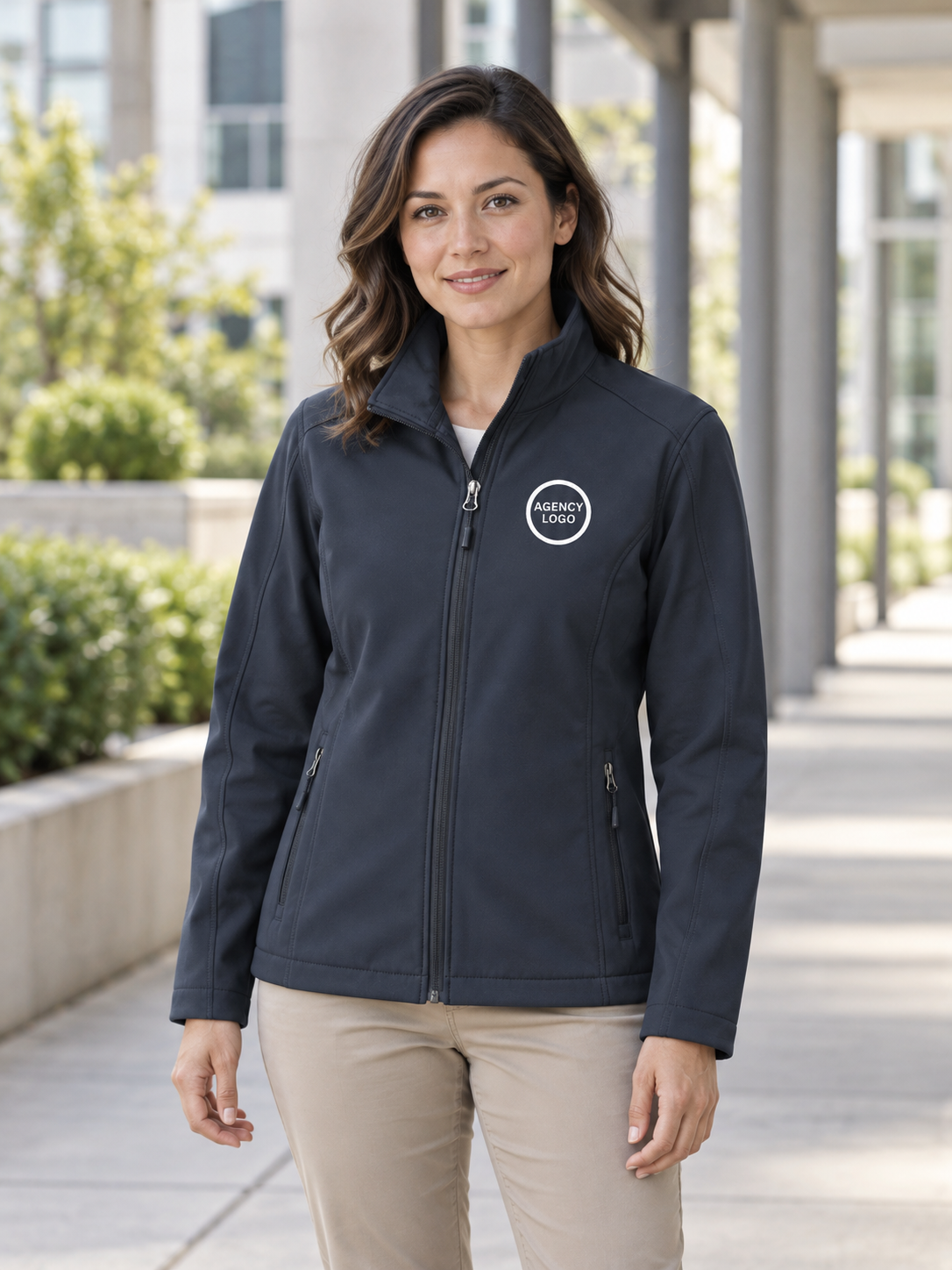 Women's Soft Shell — Navy Blue lifestyle view