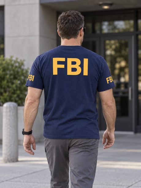 FBI Agency Identifier T Shirt - Short Sleeve — Navy Blue lifestyle view