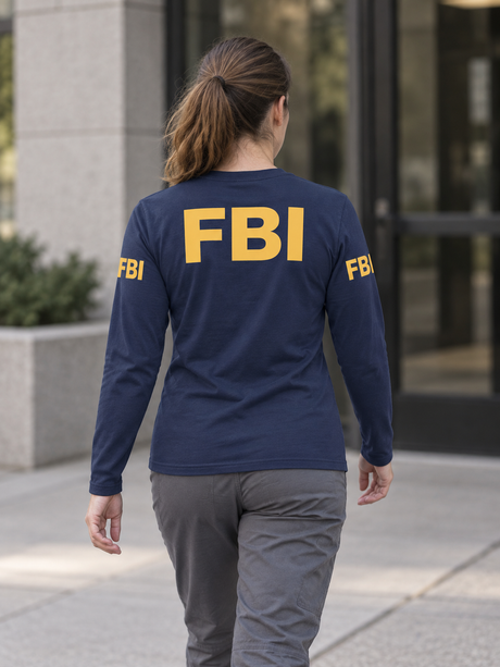 FBI Agency Identifier T Shirt - Long Sleeve — Navy Blue lifestyle view