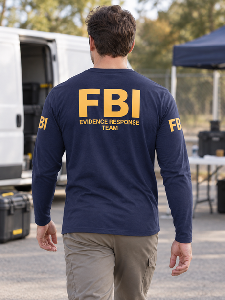 FBI Evidence Response Team Agency Identifier T Shirt - Long Sleeve — Navy Blue lifestyle view