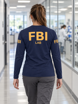 FBI Lab Agency Identifier T Shirt - Long Sleeve — Navy Blue lifestyle view