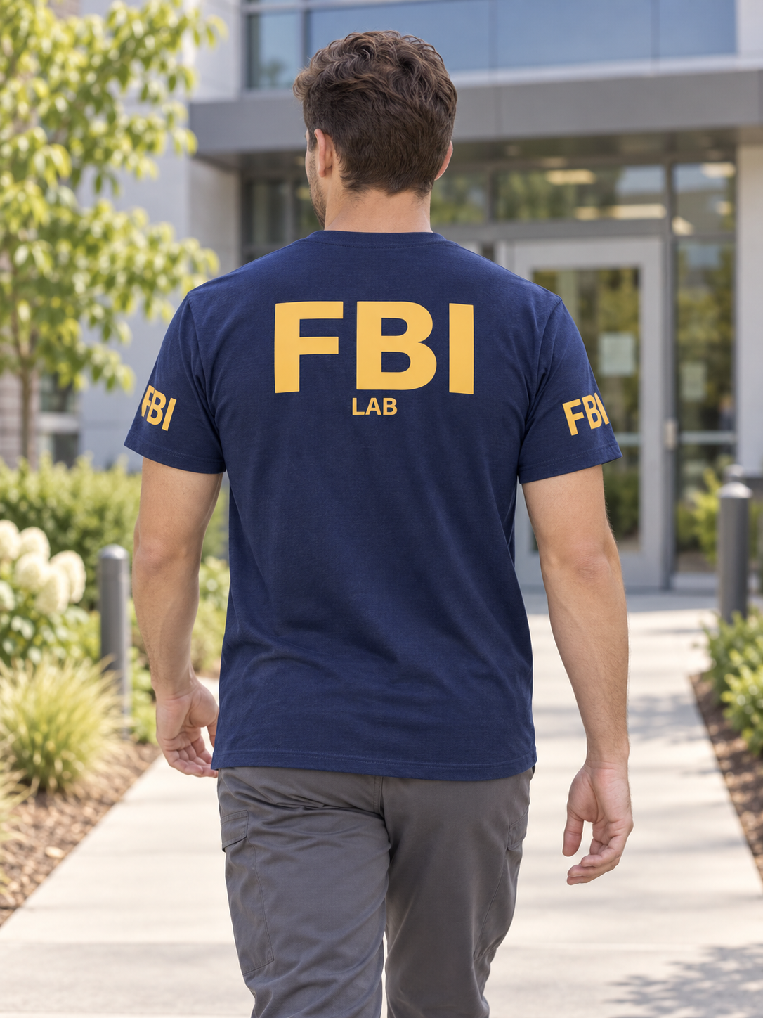 FBI Lab Agency Identifier T Shirt - Short Sleeve — Navy Blue lifestyle view